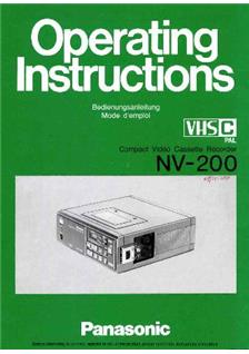 Panasonic NV 200 manual. Camera Instructions.